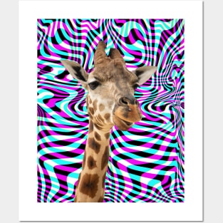 Trippy giraffe Posters and Art